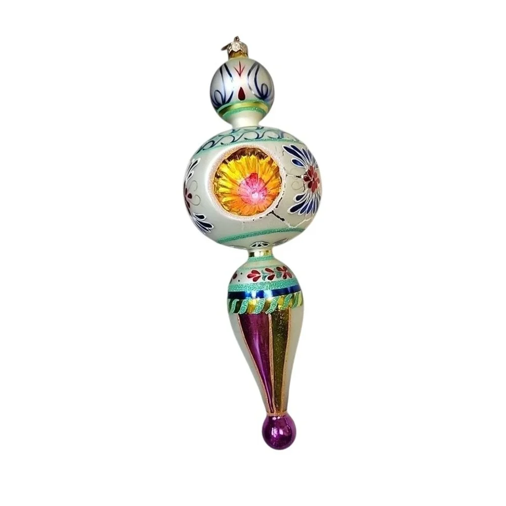Christopher Radko Blue Danube Triple Indent Reflector Drop Ornament Poland   Box